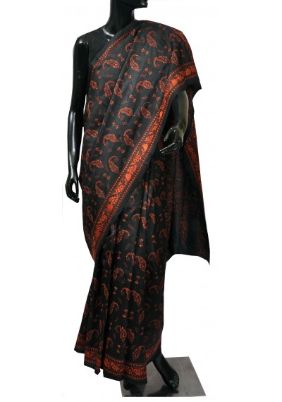 Kantha Black Silk  Saree